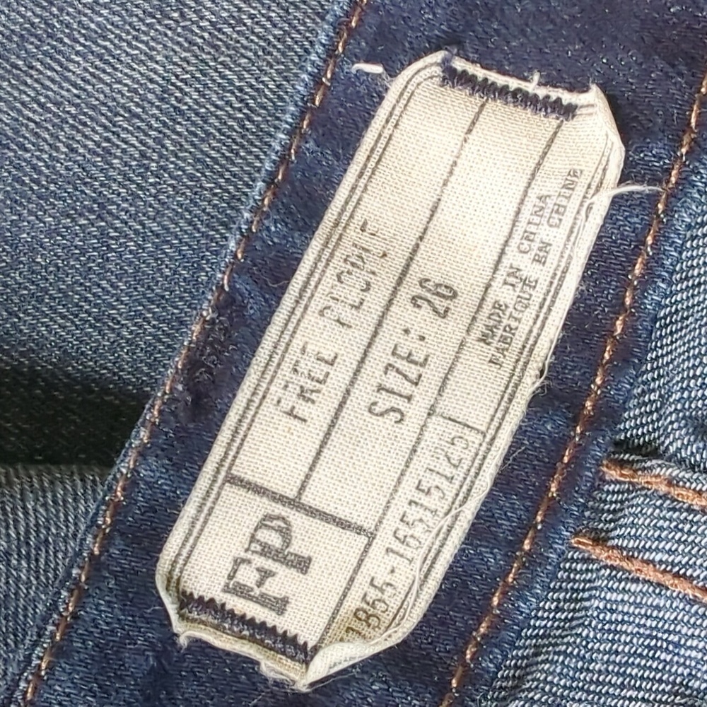 FREE PEOPLE I Slim/Skinny Fit Dark Blue Denim Jean Century Overalls, 26 - Picture 12 of 15